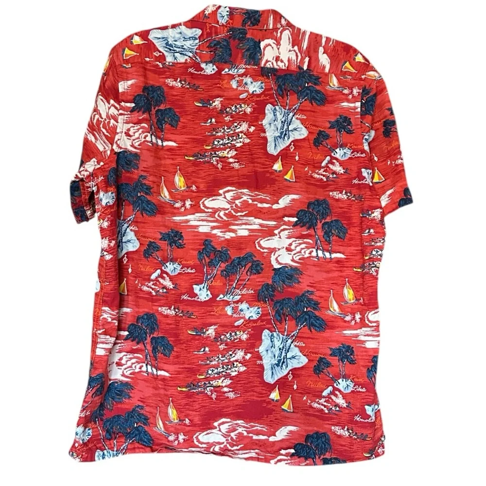 Club Room | Men’s Hawaiian/Aloha Short Sleeve Button Down Shirt | Size Large EUC